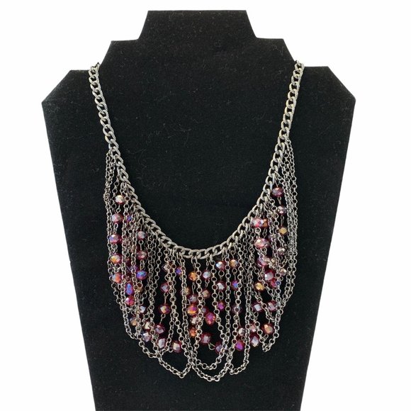 Unbranded Jewelry - Red Beaded Statement Waterfall Adjustable Necklace